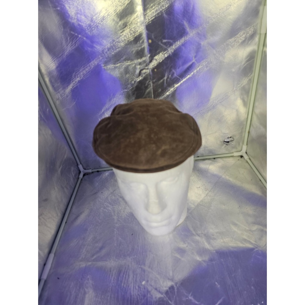 Henschel Hatquarters USA Brown Suede Leather Newsboy Cap Flat Driver Hat Large